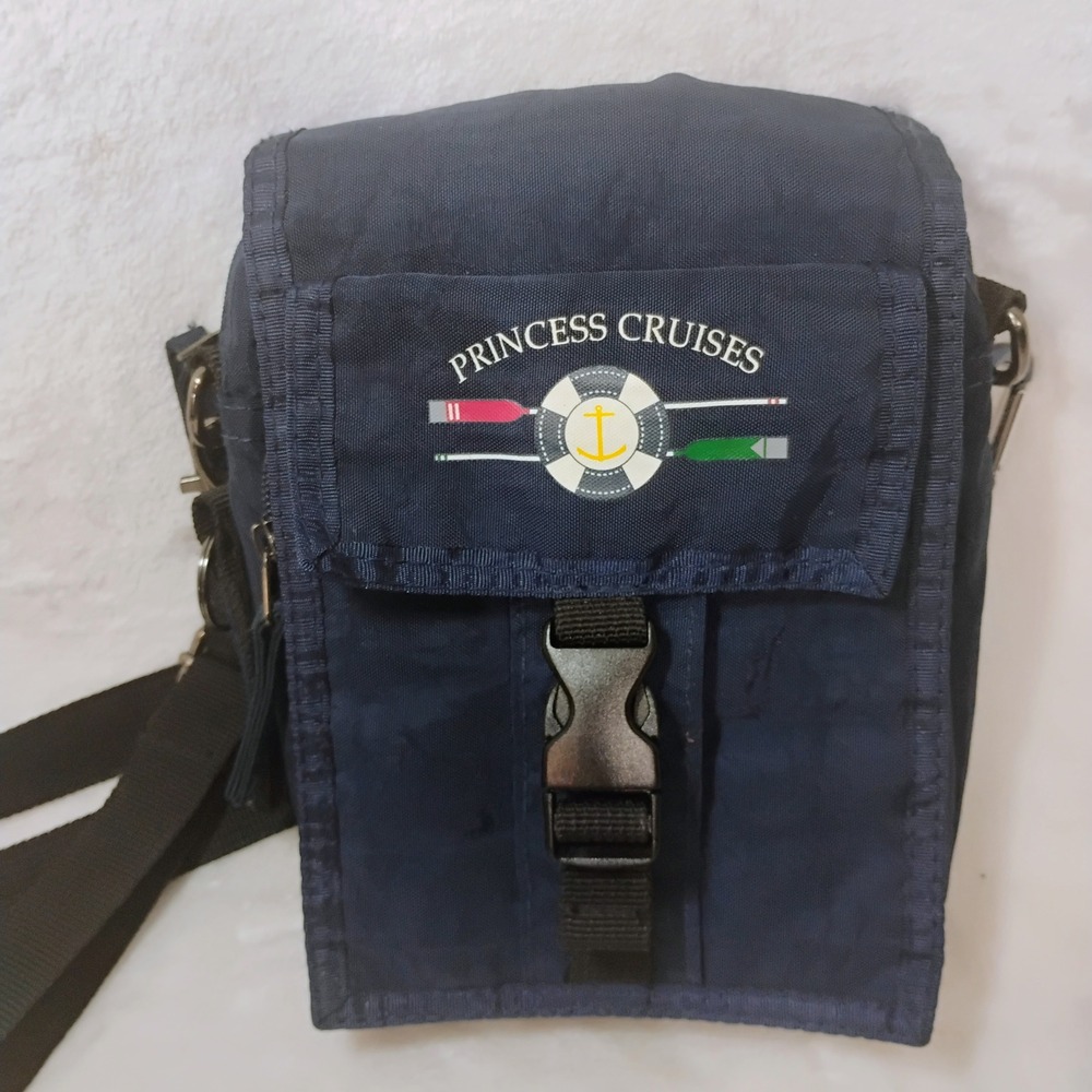 Princess Cruises Navy Blue Nylon Crossbody Travel Bag Utility Pouch Nautical W